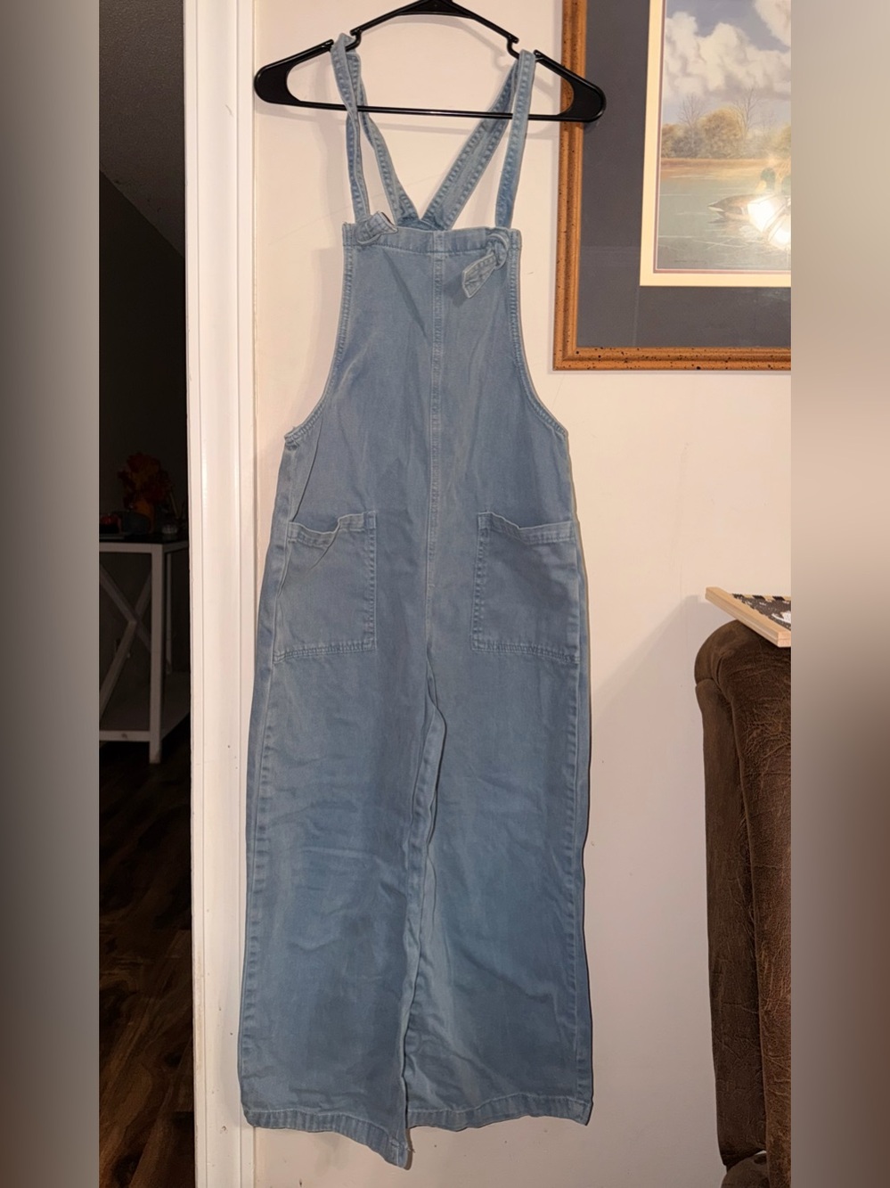 Zenana Light Denim Blue Wide-Leg Overalls Jumpsuit